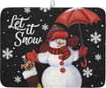 Black Snowman Dish Drying Mats for Kitchen Counter, Winter Snowflake Dish Mat by Kawani
