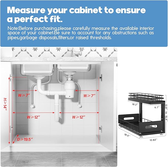 Under Sink Organizer Upgrade To Professional Rails, 2-Tier Dual Pull Out - Image 2