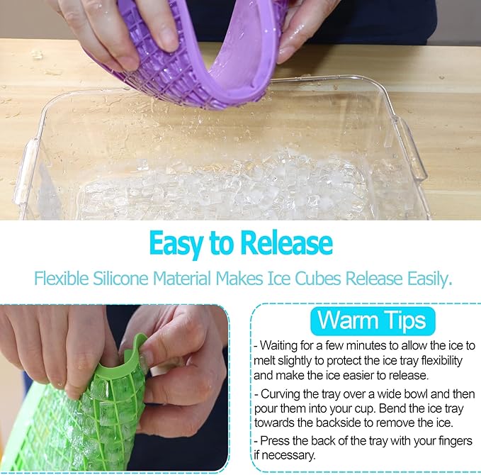 LeeYean Silicone Mini Ice Cube Trays 3 Pack, 160 Crushed Ice Cube Molds Easy - Image 3