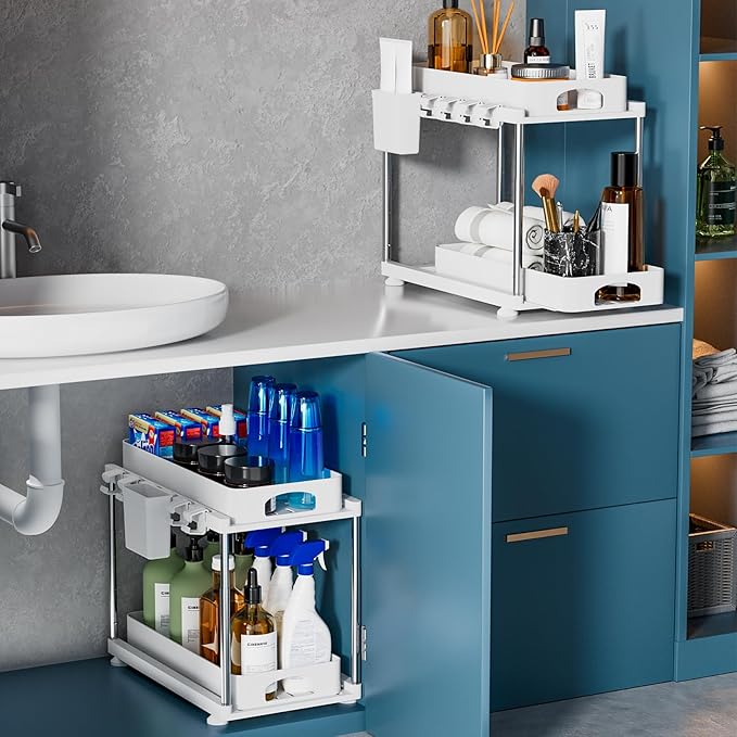 VERIFOST 2 Pack Under Sink Organizers and Storage, Double Sliding Kitchen - Image 7