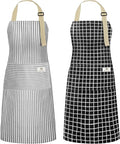 NLUS 2 Pack Kitchen Cooking Aprons, Adjustable Bib Waterproof Chef Apron by NLUS