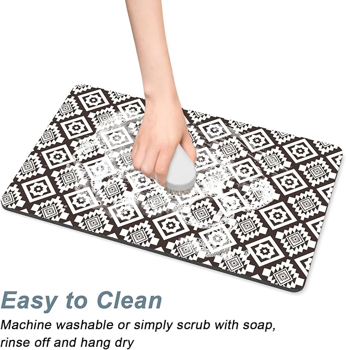Rnivvi Coffee Mat, Hide Stain Rubber Backed Absorbent Dish Drying Pad - Image 5
