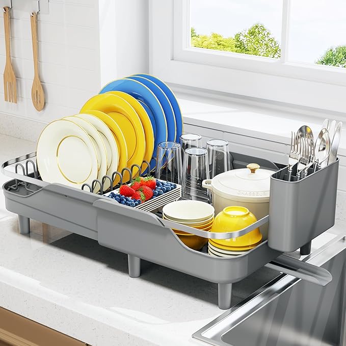 Urackify Expandable Dish Rack for Kitchen Counter, 16.14"-23.62" Large by Urackify