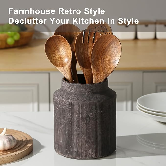 Farmhouse Ceramic Farmhouse Kitchen Utensil Holder - Image 6