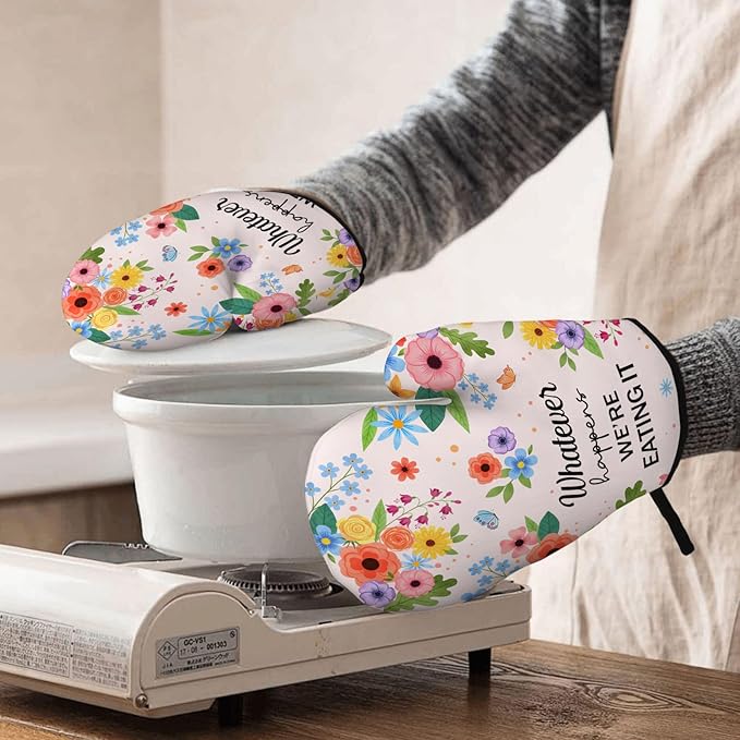 Funny Oven Mitts & Pot Holder Set, Heat Resistant Silicone Oven Mitts, Humorous - Image 7