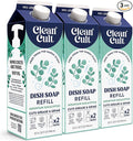 Cleancult Dish Soap Liquid Refills - Plant Based Cleaning Power - Cuts Grease & Grime - Free of Harsh Chemicals - Uses 90% Less Plastic - Mountain Eucalyptus - 32 oz/3 Pack