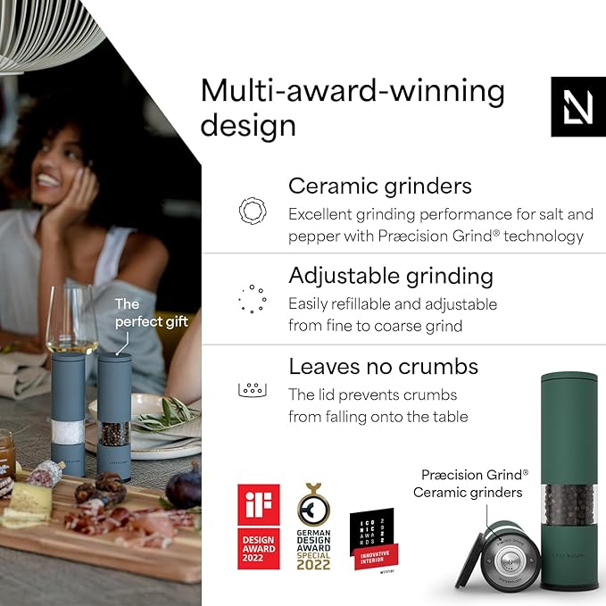 LARS NYSØM Salt and Pepper Grinder Set Manual, Stainless Steel Salt and Pepper - Image 2