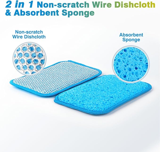 HOMEXCEL 12 Pack Scrub & Wipe Cloths, Scrub Sponges - Image 2