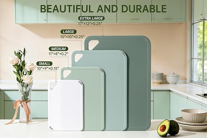 THETCHRY Plastic Cutting Board Set of 4, Extra Large Cutting Board - Image 3