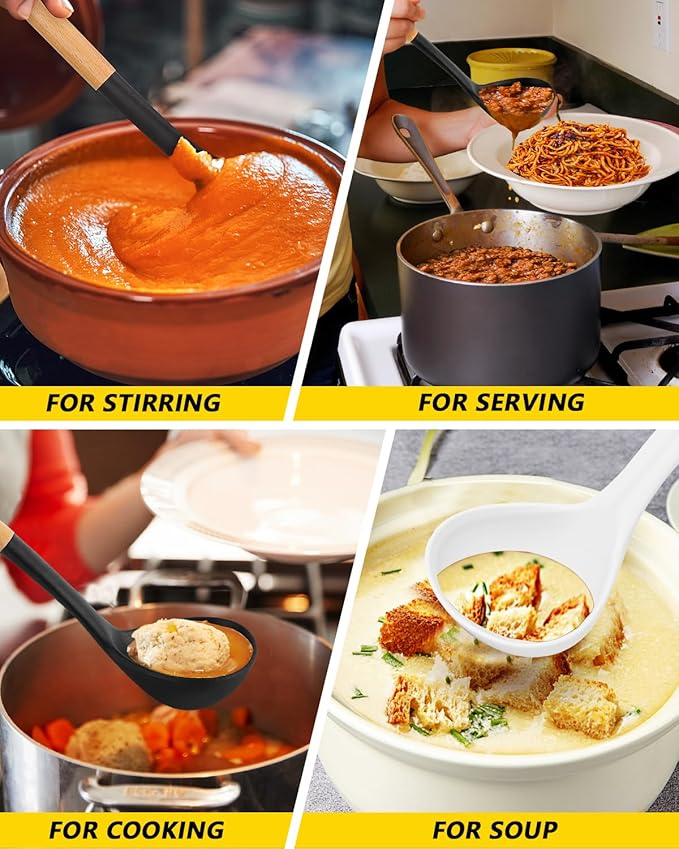 Pack of 2 Soup Ladle, Silicone Ladle Spoon - Image 4