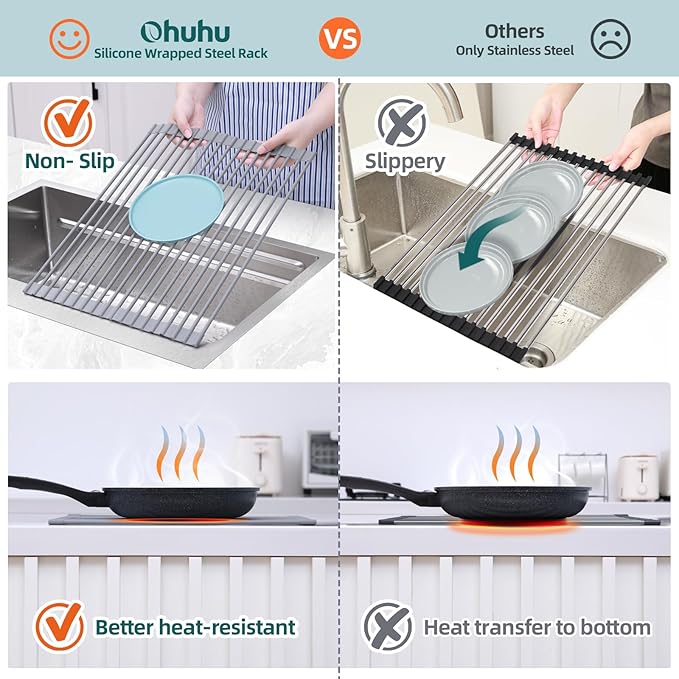 Ohuhu Roll Up Dish Drying Rack, Over The Sink Multipurpose Roll-Up Dish Racks - Image 6