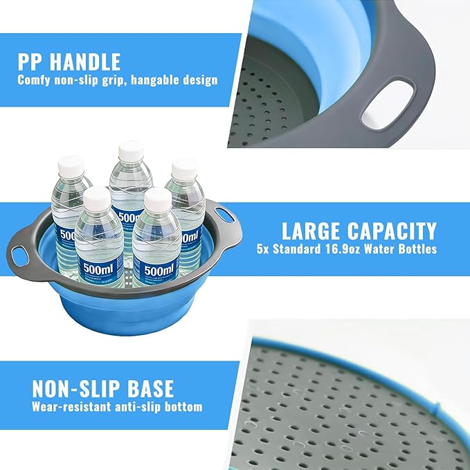 2 Pack Collapsible Silicone Colander - Image 5