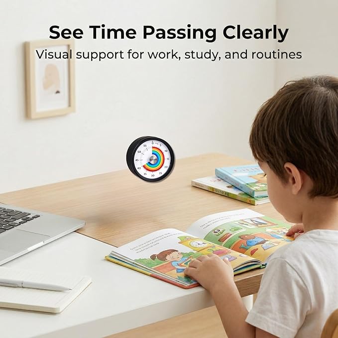 Searon Quiet Visual Timer with Magnet, Countdown Timer with Rainbow Disk and - Image 3