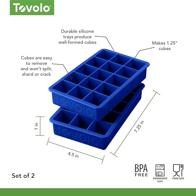 Tovolo Silicone Ice Cube Tray Stratus Blue Pack of 2 BPA Free Ice Tray Mold - Image 6