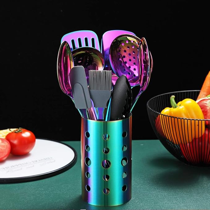 Rainbow Kitchen Utensils Set, 13 Pieces Stainless Steel Cooking Utensils Set - Image 2