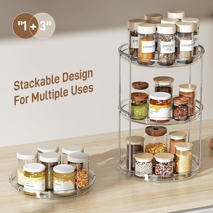 LAMU 4 Pack 2 Tier Lazy Susan Turntable Organizer 9.25'' Rotating Spice Rack - Image 6