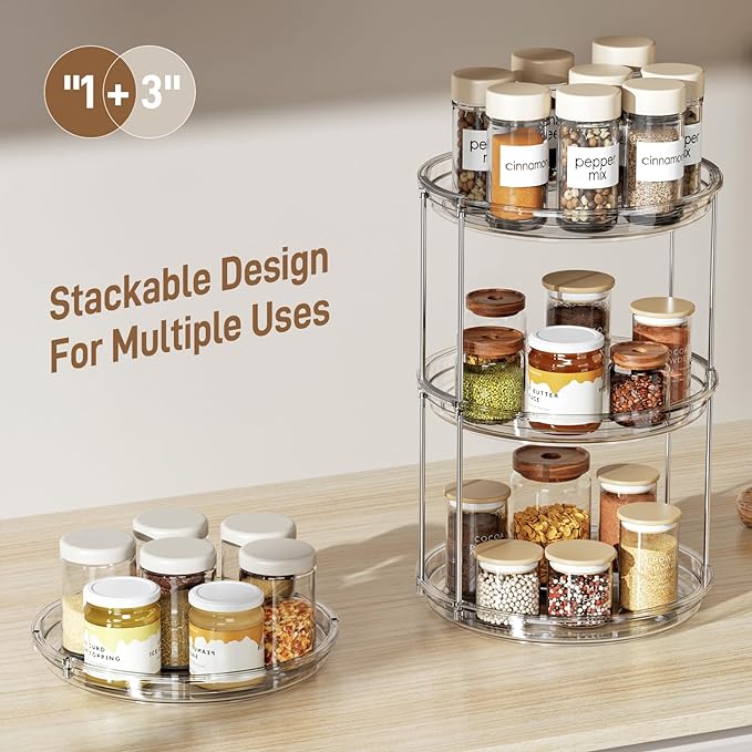 LAMU 3 Pack 2 Tier Lazy Susan Turntable Organizer 9.25'' Rotating Spice Rack - Image 6