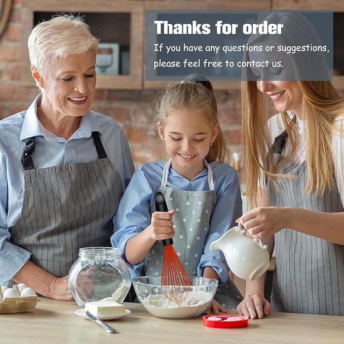 OYV Red Silicone Whisk, Sealed Waterproof Design Set of 3, Professional Kitchen - Image 7