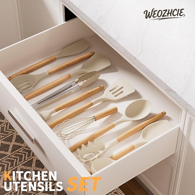 Silicone Cooking Utensil Set, Nonstick 446°F Heat-Resistant Cookware Kitchen - Image 7