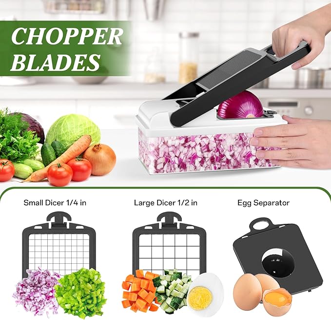 HomeHacks Vegetable Chopper Vegetable Cutter, 12 in 1 Kitchen Gadget, Onion - Image 2