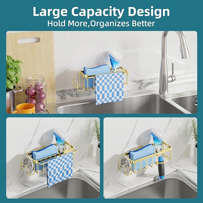 TAILI 4-in-1 Sink Caddy with Strong Suction Cup, Sponge Holder - Image 6