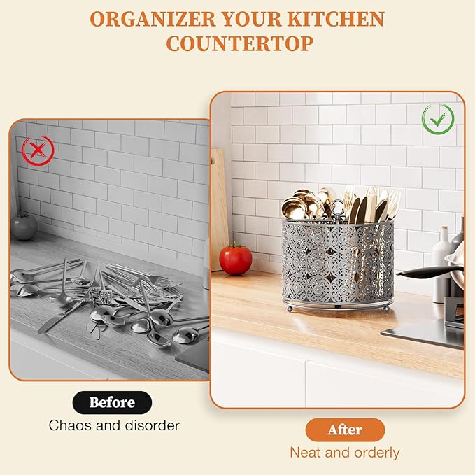YIUKEA Rotating Utensil Caddy Countertop - Image 6