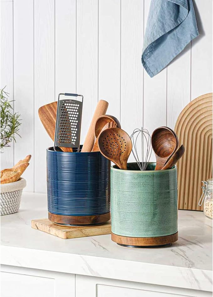 Utensil Holder, 360° Rotating Extra Large Ceramic Kitchen Utensil Holder - Image 2