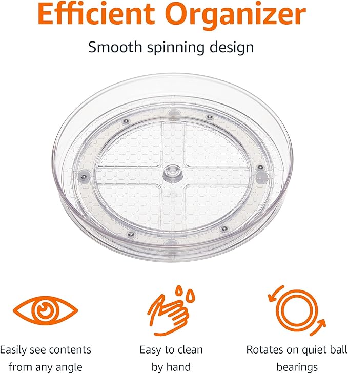 Amazon Basics Clear Rotating Lazy Susan Turntable Organizer - Image 2