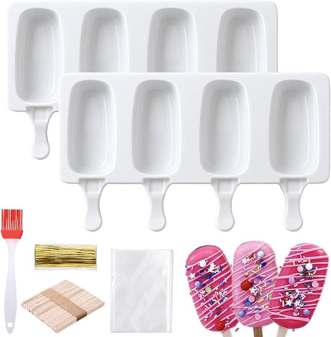 Juome Cake Pop Mold Kit, 2 Pack 8 Cavities Cakesicle Molds Silicone by Juome