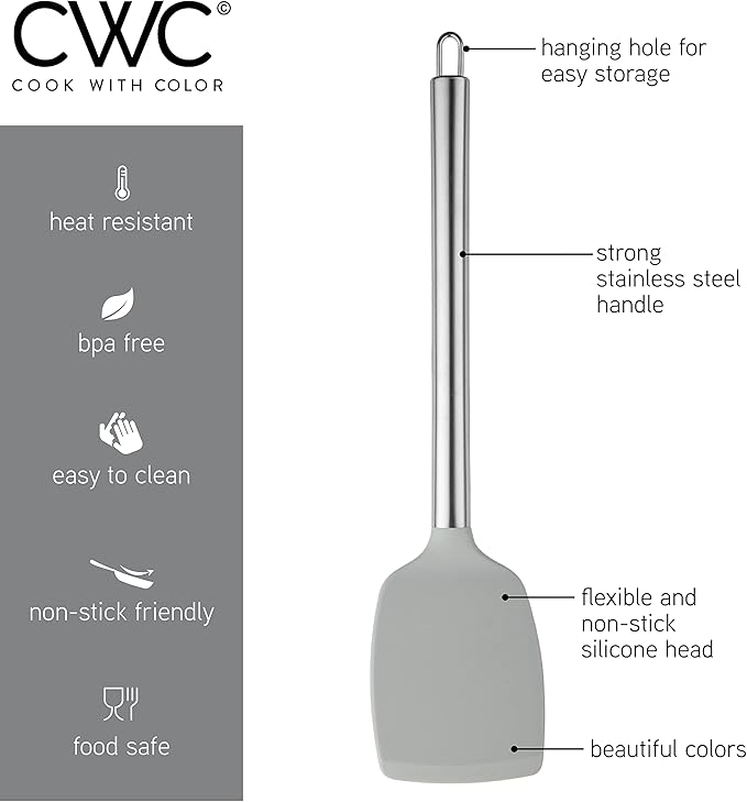 COOK WITH COLOR Silicone Cooking Utensils, Kitchen Utensil Set, Cooking Utensils - Image 6