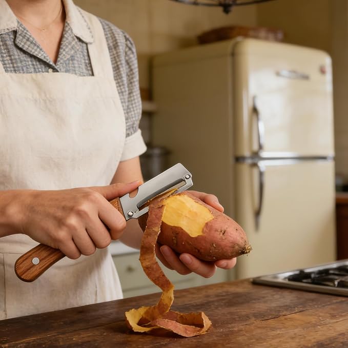 Vegetable Wooden Peeler for Kitchen Tool, Premium 2-in-1 Multifunctional Fruit - Image 7