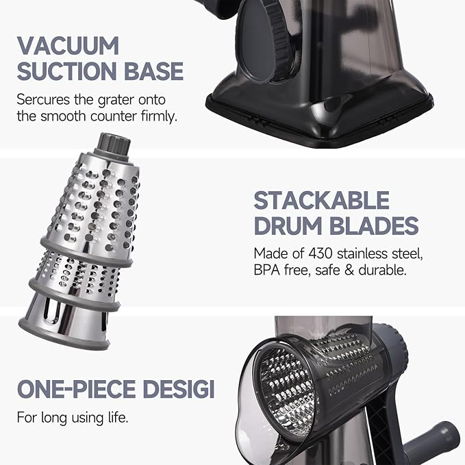 Rotary Cheese Grater with Handle Kitchen Shredder Slicer Grater Slicer Ice - Image 6