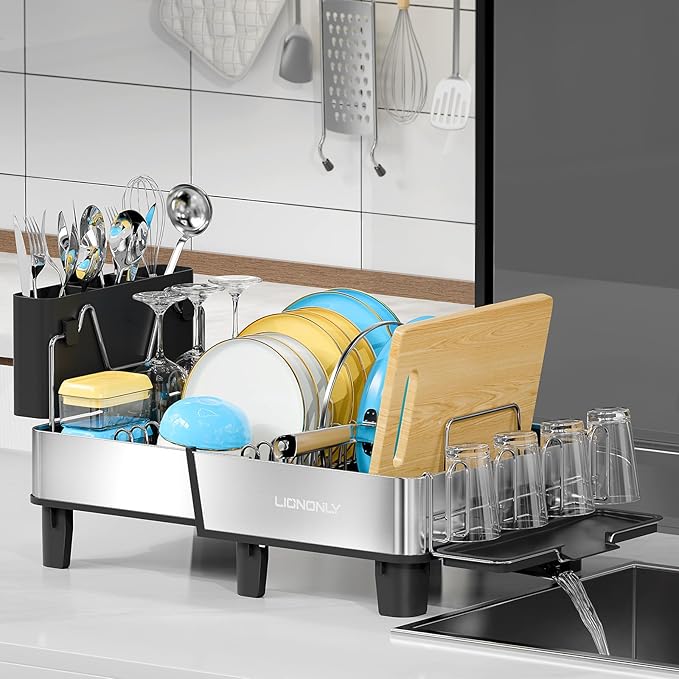 Dish Drying Rack, 304 Stainless Steel Exendable Dish Rack by StartYourHomeStorageLife