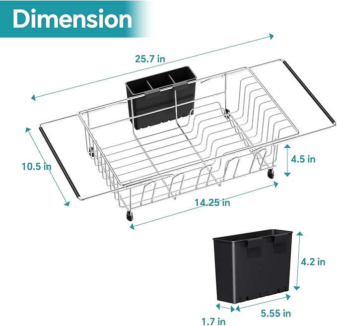 Simple Trending Expandable Dish Drying Rack in Sink, Adjustable Dish Drainers - Image 2