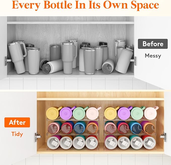 Lifewit Stackable Bottle Storage Organizer, Large Slot Water Bottle Tumbler Cup - Image 8