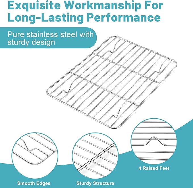 TeamFar Cooling Rack, 8.75” x 6.25” Stainless Steel Wire Baking Rack - Image 3