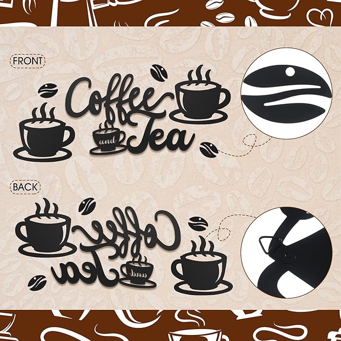 Ferraycle Rustic Metal Coffee Bar Signs Hanging Wall Decor - Image 4