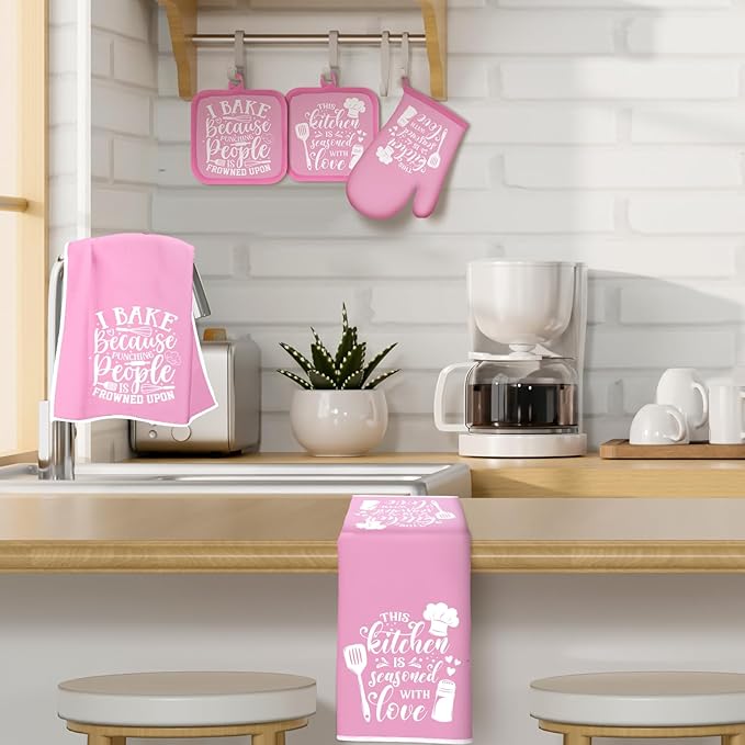 Sratte 6 Pcs Kitchen Decor Accessories Set Farmhouse Towels Pot Holders Oven - Image 3