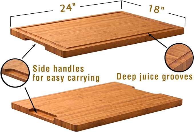 Allsum Extra Large Carbonized Bamboo Wood Cutting Boards - Image 2