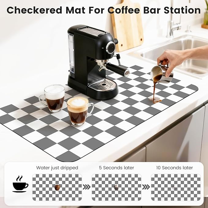 17" x 32" Checkered Dish Drying Mat - Image 3