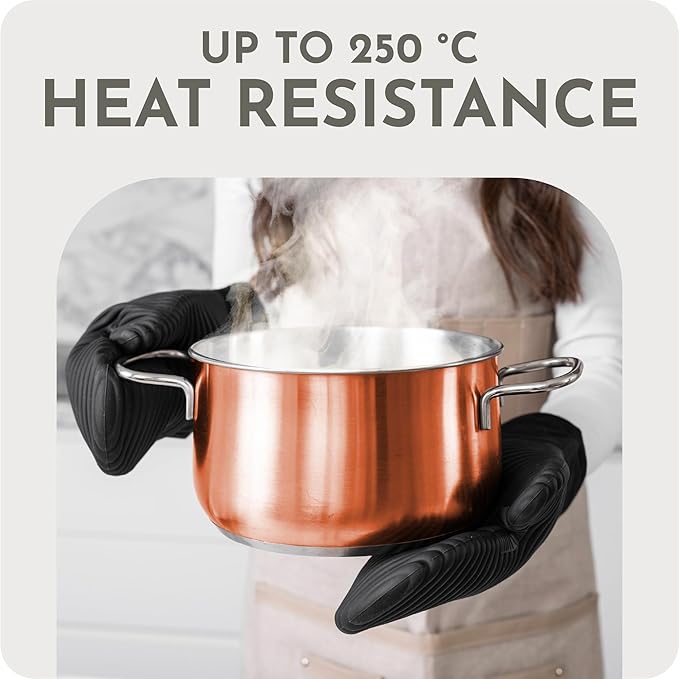 Extra Long Silicone Oven Mitts | Heat Resistant 500°F BPA-Free Food Grade - Image 5
