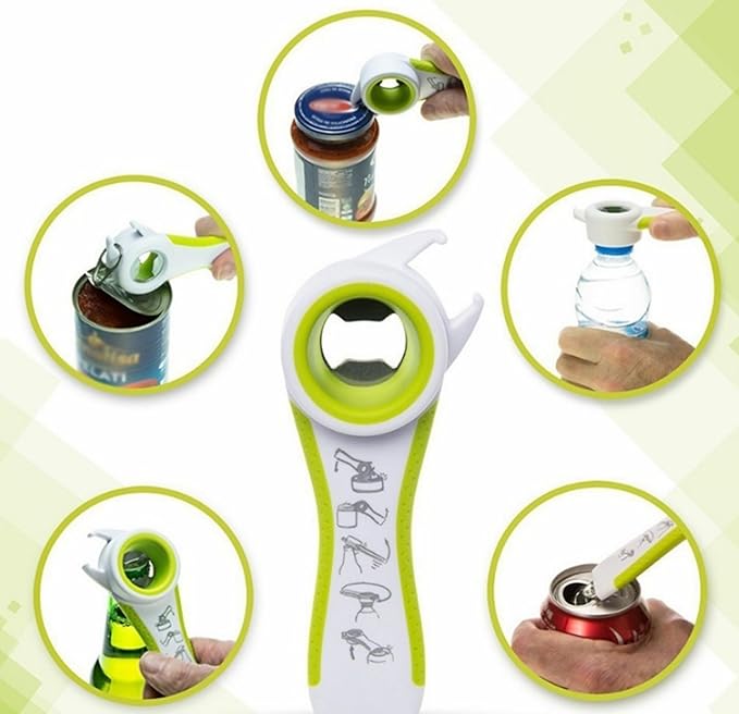 5 In 1 Multi Function Stainless Steel Plastic Can Jar Bottle Open Tighten - Image 2