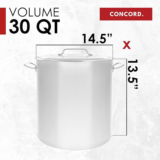 Concord 30 Quart Stainless Steel Stock Pot Cookware - Image 5