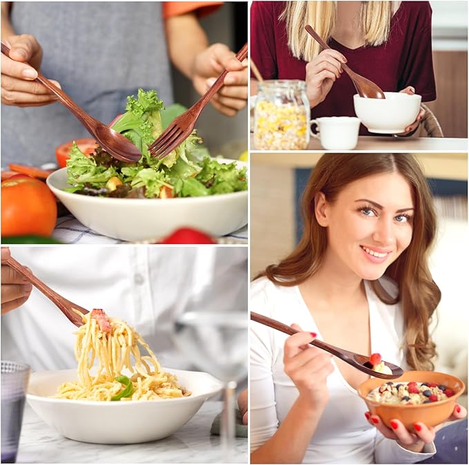 12 Pieces Wooden Forks and Spoons - Image 5