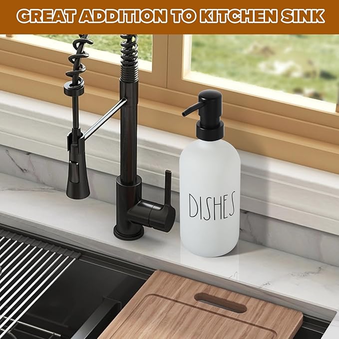 VIMERPA Dish Soap Dispenser, Matte White Soap Dispenser - Image 4