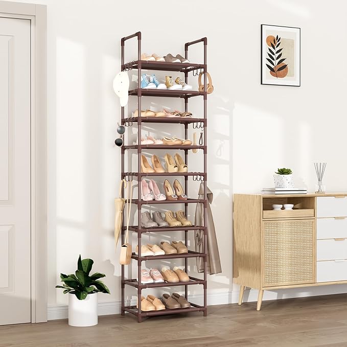 VTRIN 10 Tiers Tall Shoe Rack Holds 20-25 Pairs of Shoes Sturdy Vertical Shoe - Image 2