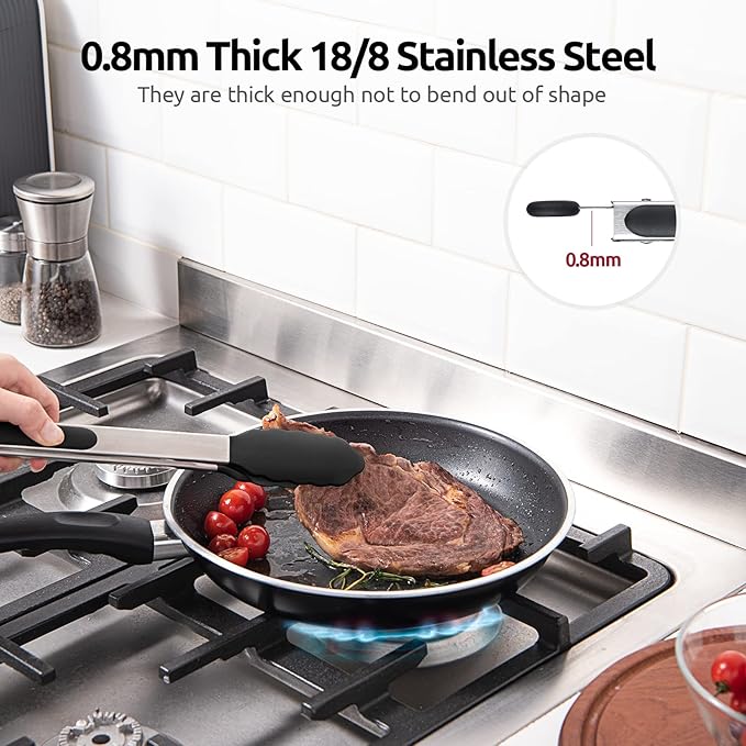600ºF Heat Resistant Kitchen Tongs: U-Taste 12 inch Large Silicone Cooking Tong - Image 5