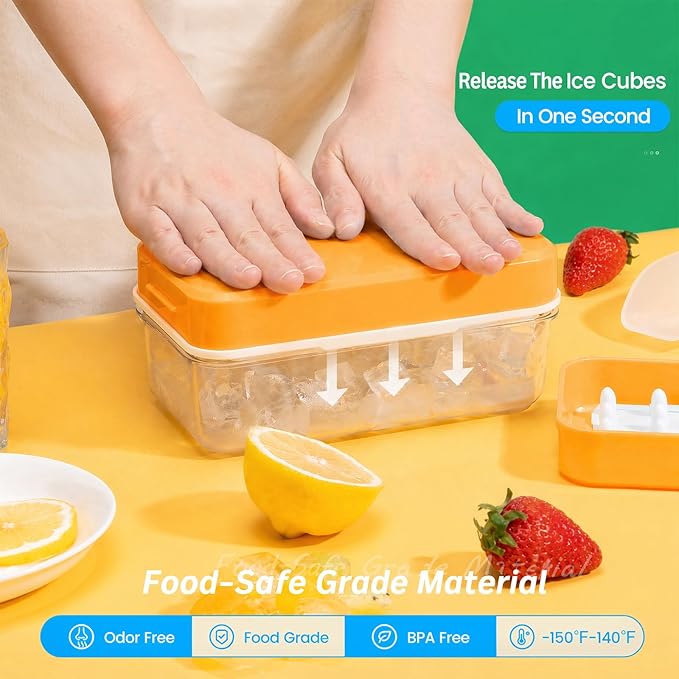 Ice Cube Tray with Lid and Bin, Ice Trays - Image 2