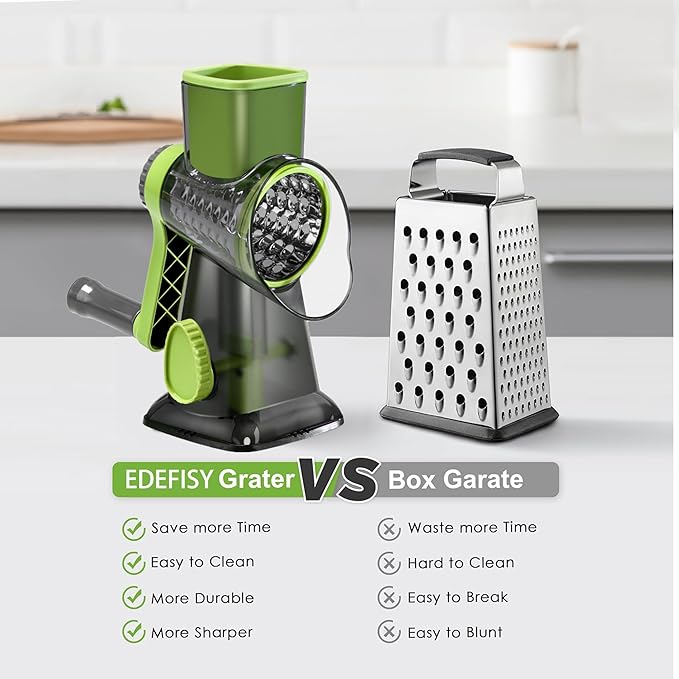 Quick Rotating Cheese Grater, Manual 3-in-1 Vegetable Chopper - Image 5