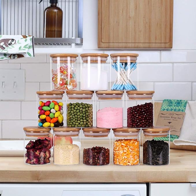 Tzerotone Glass Jars Set, Upgrade Spice Jars - Image 9